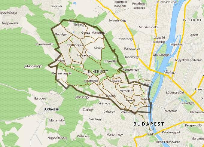 Budapest 2. kerulet térképe